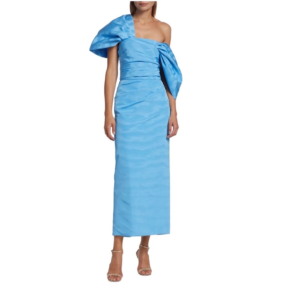 OSCAR DE LA RENTA DRAPED OFF THE SHOULDER MIDI DRESS RESORT 2023